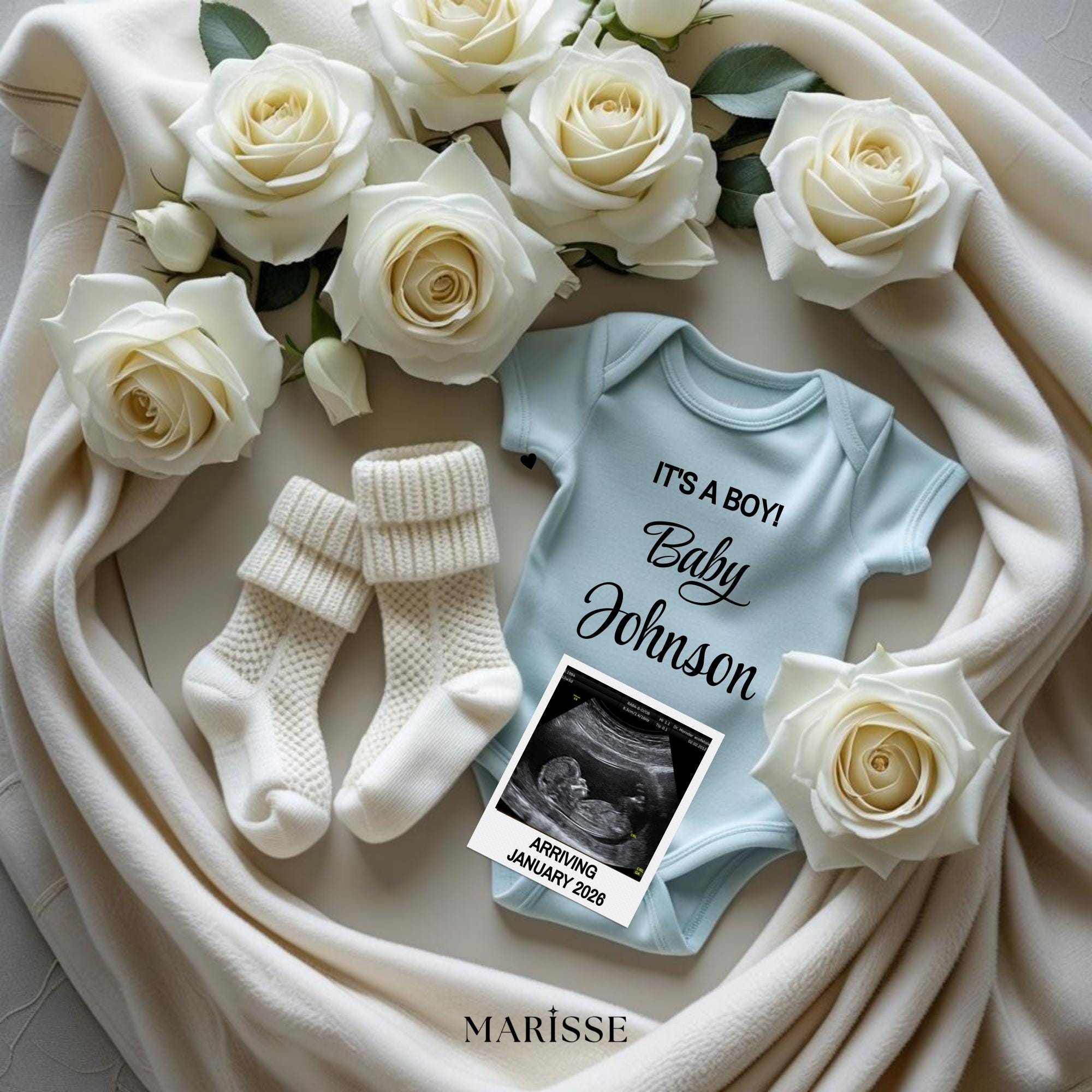 Baby Boy Pregnancy Announcement: Social Media Reveal Template (Digital Download