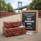 Gay Dads Twin Pregnancy Announcement Template | LGBTQ Baby Reveal | Travel Adventure Theme Twins Ultrasound (Digital Download)