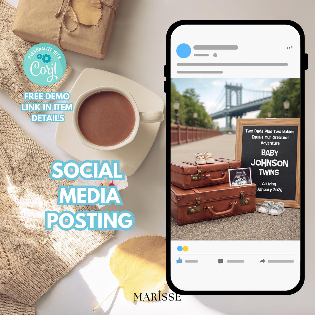 Gay Dads Twin Pregnancy Announcement Template | LGBTQ Baby Reveal | Travel Adventure Theme Twins Ultrasound (Digital Download)