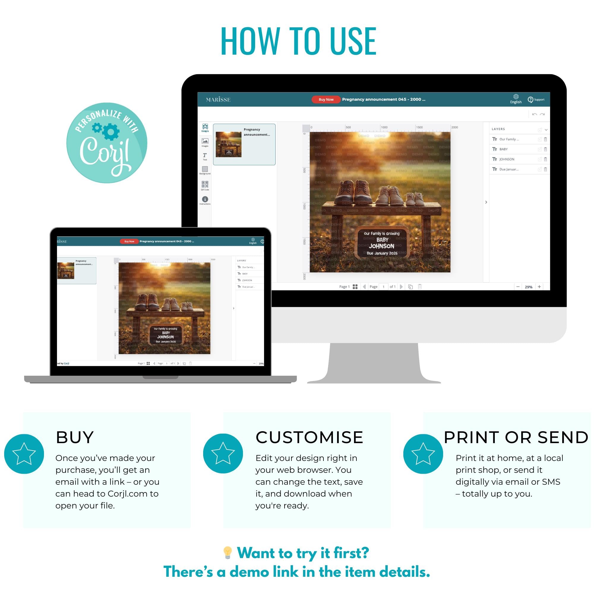 Sunset Pregnancy Announcement Template, Rustic Baby Reveal with Shoes & Chalkboard Sign, Editable Digital Download for Social Media Posting