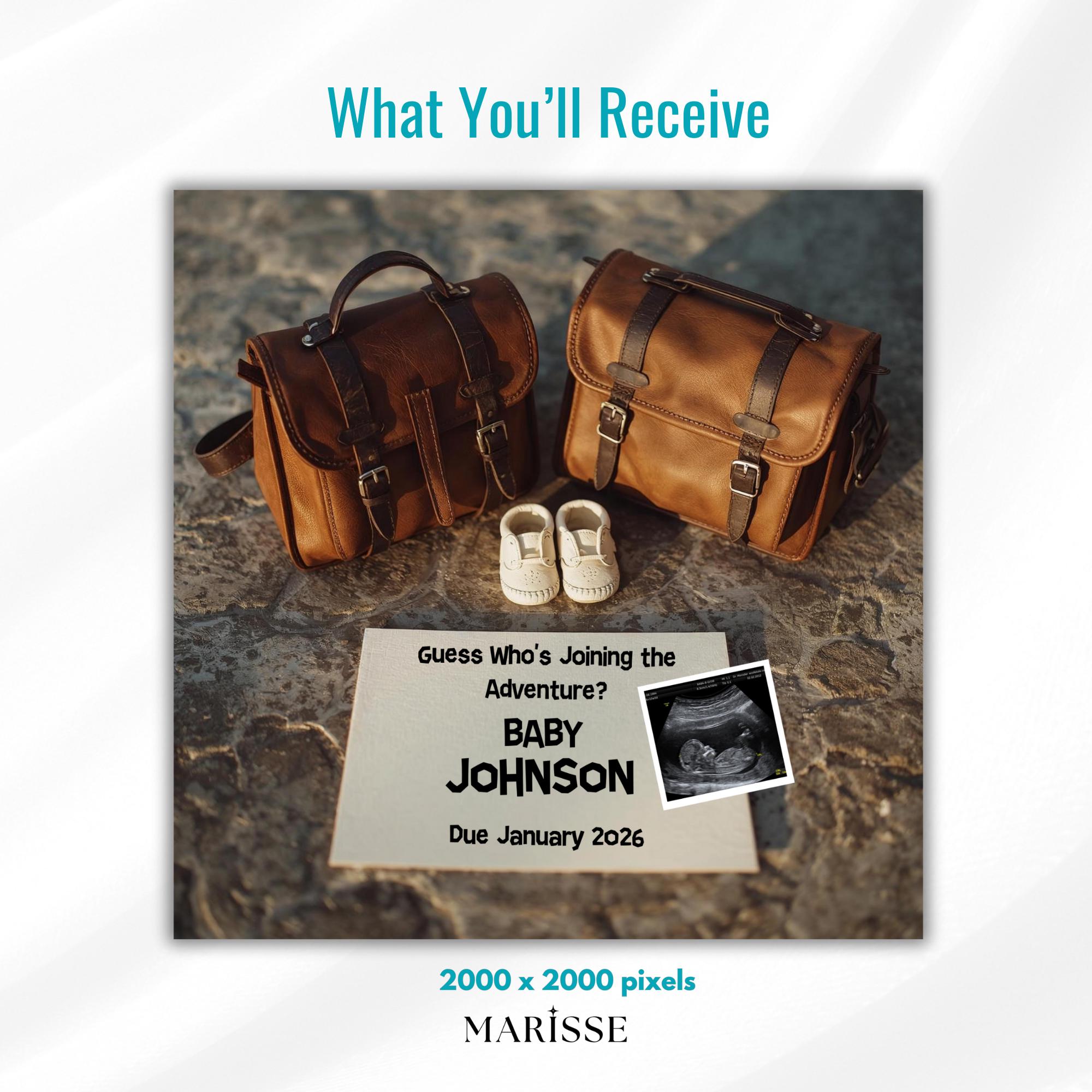 Adventure Travel Pregnancy Announcement Template Baby Reveal Digital Download Editable Baby Shower Invite Rustic Social Media Announcement