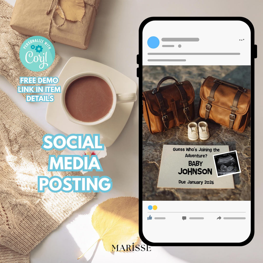 Adventure Travel Pregnancy Announcement Template Baby Reveal Digital Download Editable Baby Shower Invite Rustic Social Media Announcement