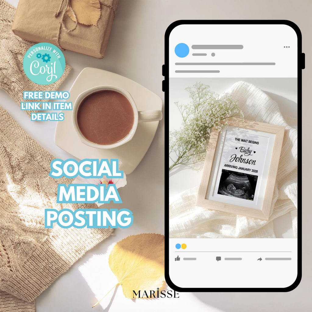 Neutral Minimalist Pregnancy Announcement Template | Editable Baby Reveal Digital Download | Printable Social Media Pregnancy Reveal