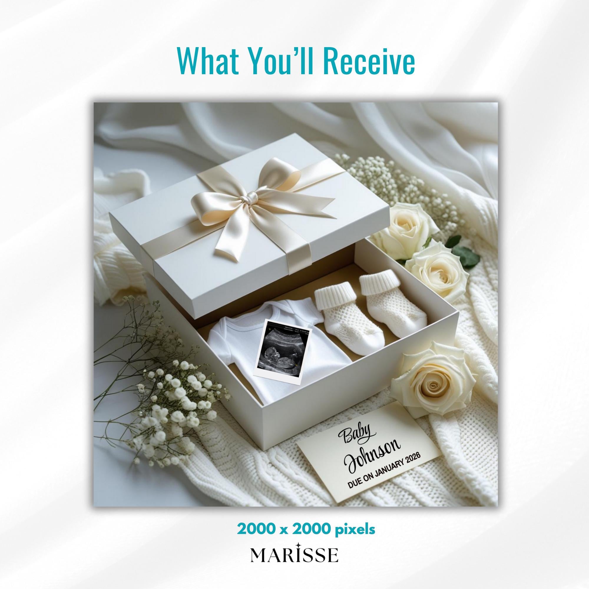 Pregnancy Announcement Box Template: Baby Reveal, Ultrasound Keepsake (Digital Download)