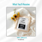 Floral Pregnancy Announcement Template | Sunflower Baby Reveal Digital Download | Editable Ultrasound Photo Frame for Social Media Posting