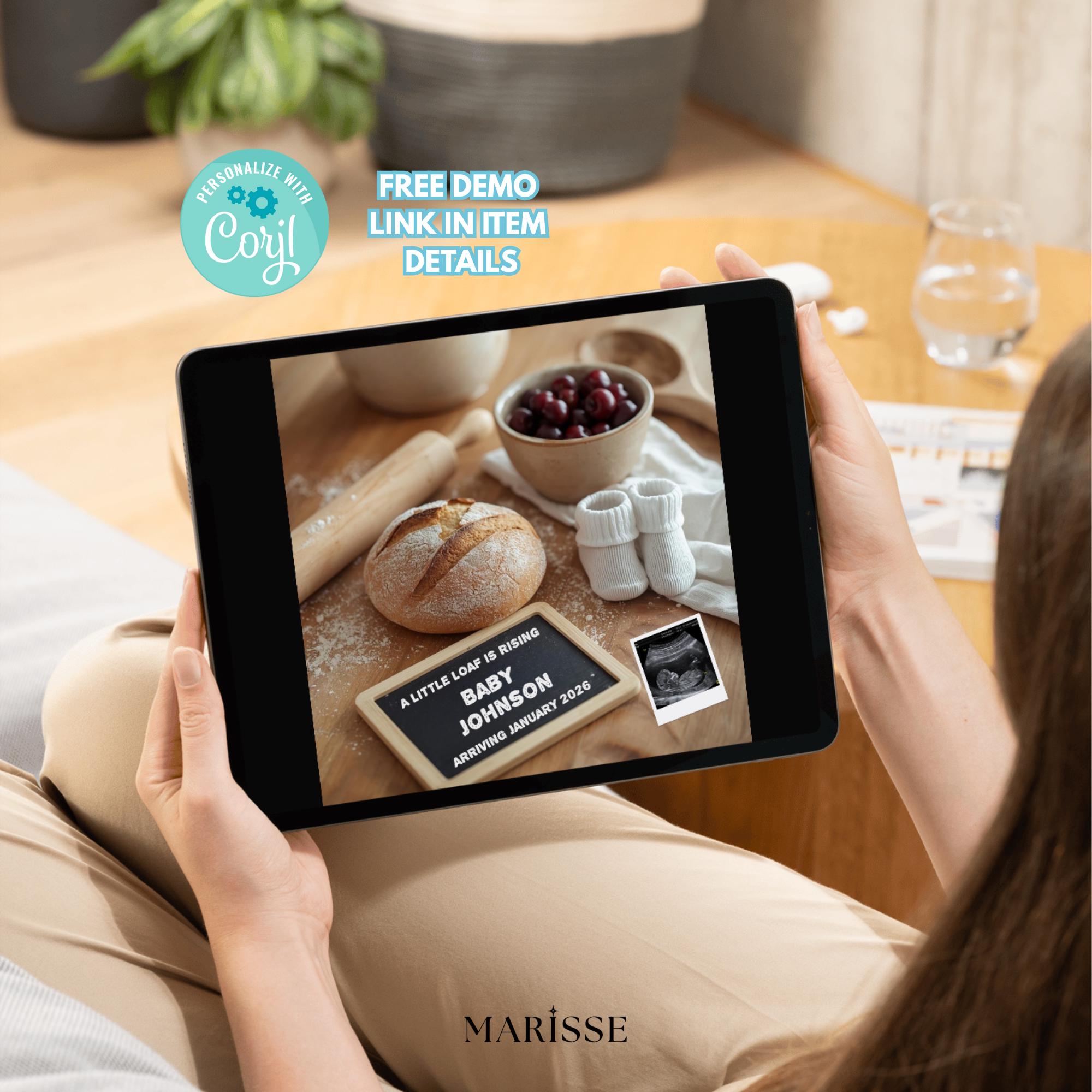 Sourdough Pregnancy Announcement: Rustic Baking Theme, Social Media Reveal (Digital Download)