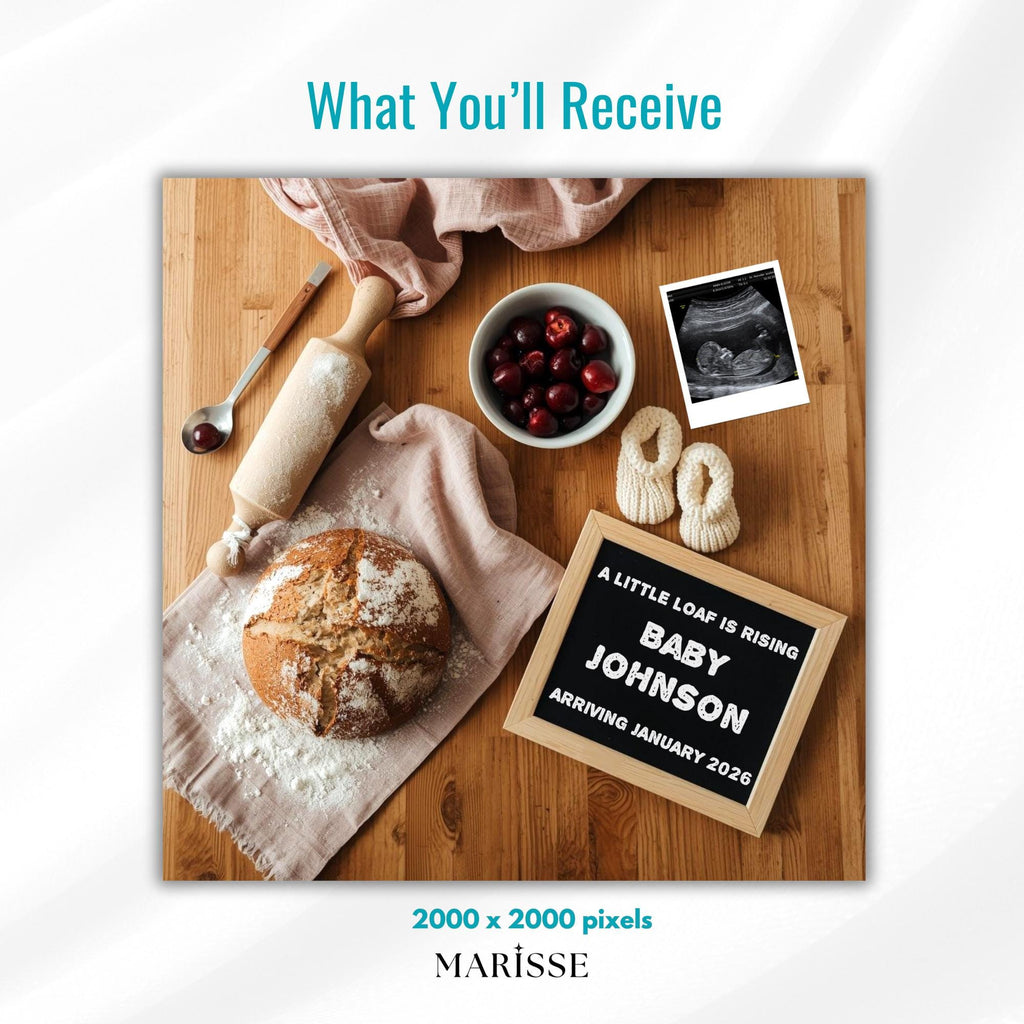 Sourdough Baby Announcement: Rustic Chalkboard Social Media Reveal (Digital Download)