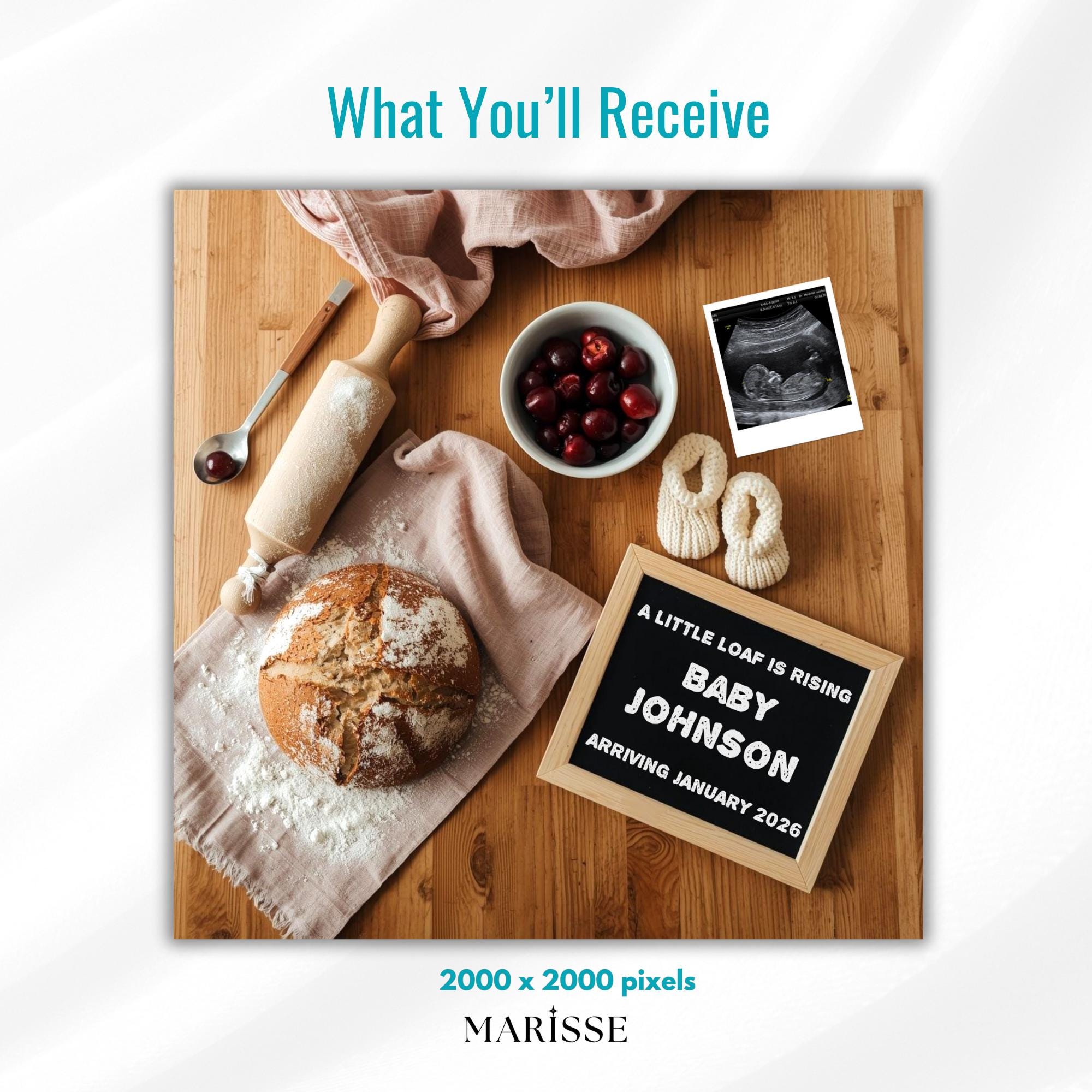 Sourdough Baby Announcement: Rustic Chalkboard Social Media Reveal (Digital Download)