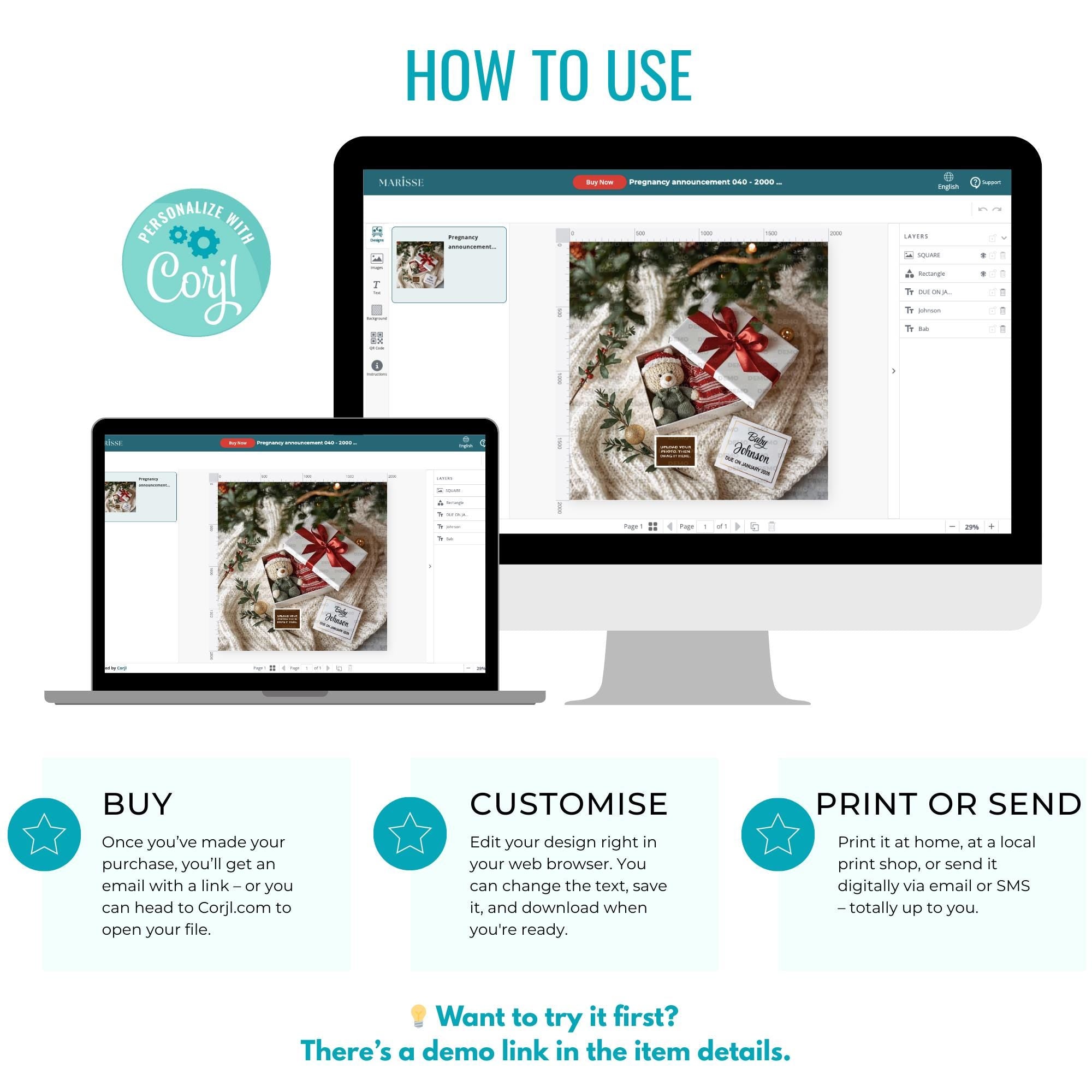 Christmas Pregnancy Announcement: Festive Gift Box, Baby Reveal (Digital Download)