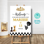 Editable Chess Birthday Welcome Sign Digital Download Printable Party Entrance Decor for Kids or Teen Chess-Themed Celebration