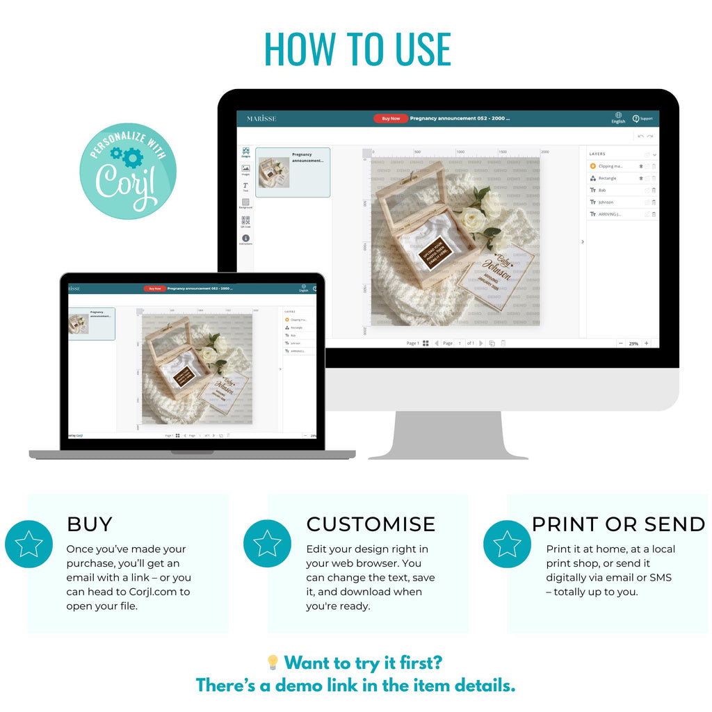 White Roses Pregnancy Announcement Template | Elegant Baby Reveal Digital Download | Modern Neutral Ultrasound Prop for Social Media Posting