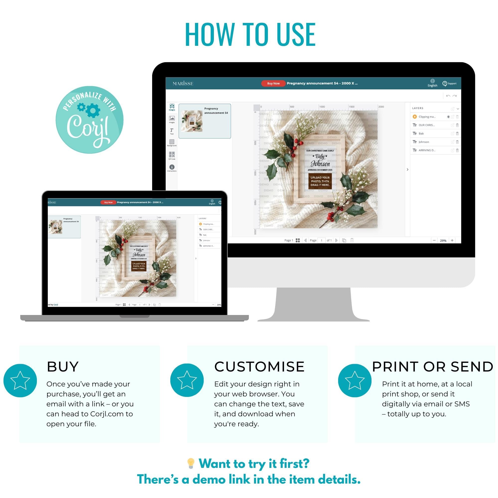 Christmas Pregnancy Announcement Template | Holiday Baby Reveal Digital Download | Editable Ultrasound Prop for Social Media & Cards