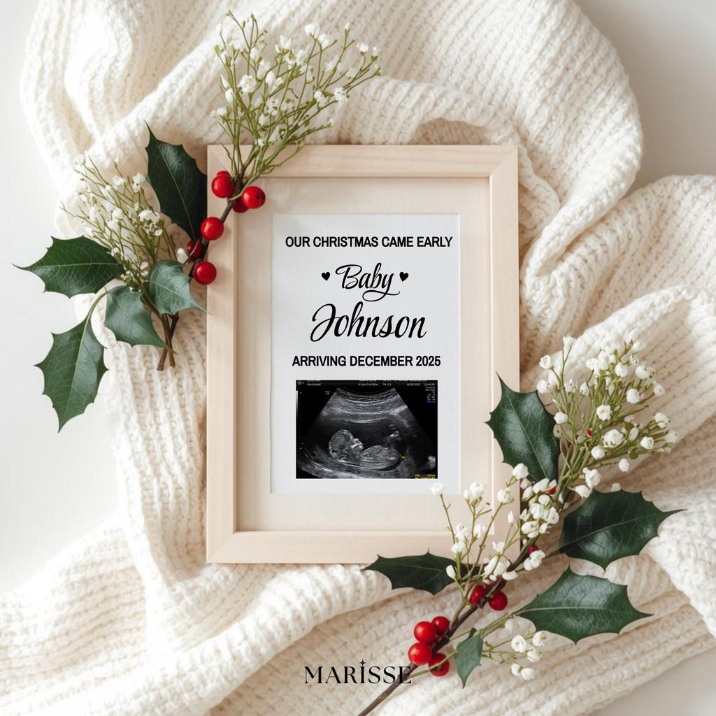 Christmas Pregnancy Announcement Template | Holiday Baby Reveal Digital Download | Editable Ultrasound Prop for Social Media & Cards