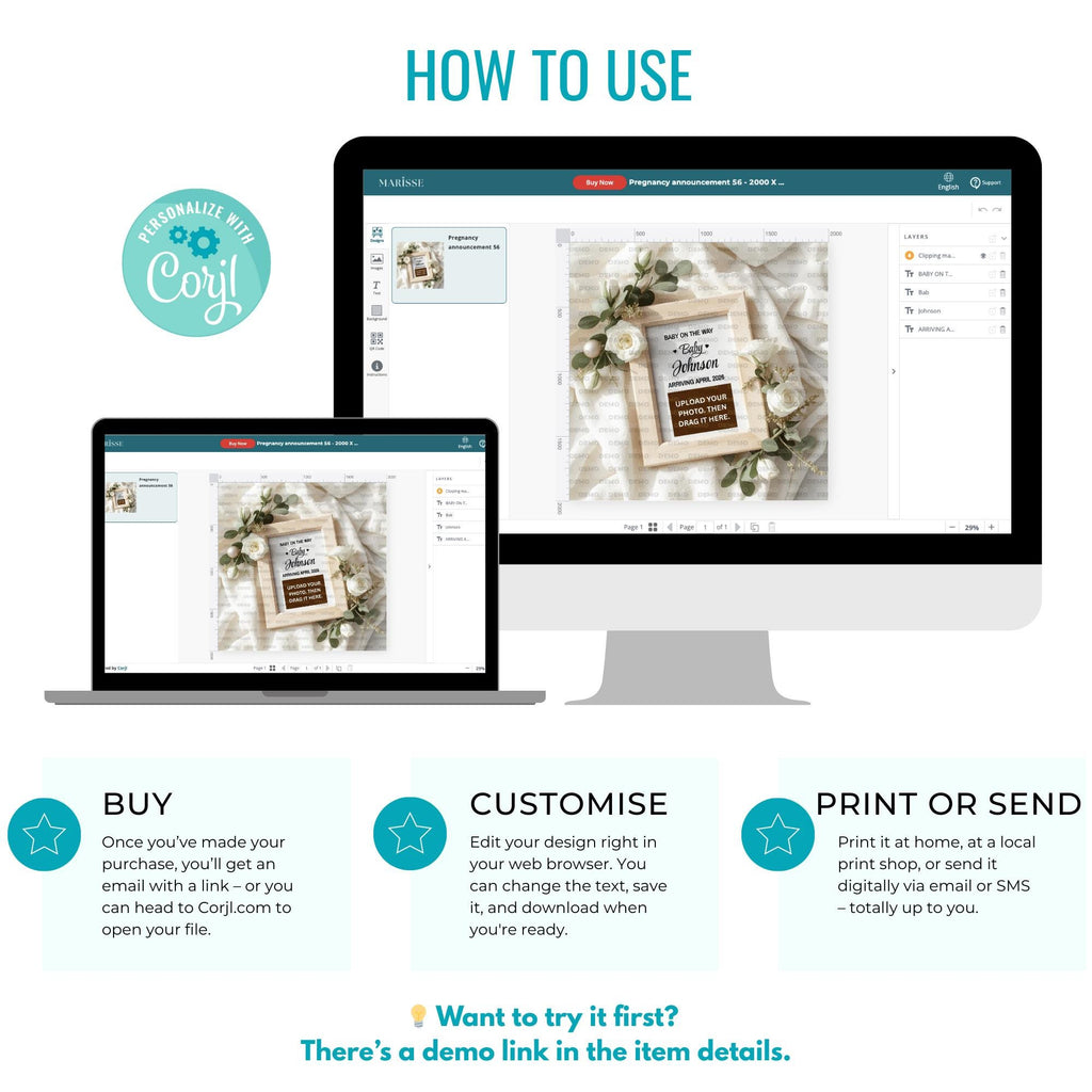 Minimalist Pregnancy Announcement Template | Gender-Neutral Baby Reveal Photo Prop | Neutral Ultrasound Frame Digital Download