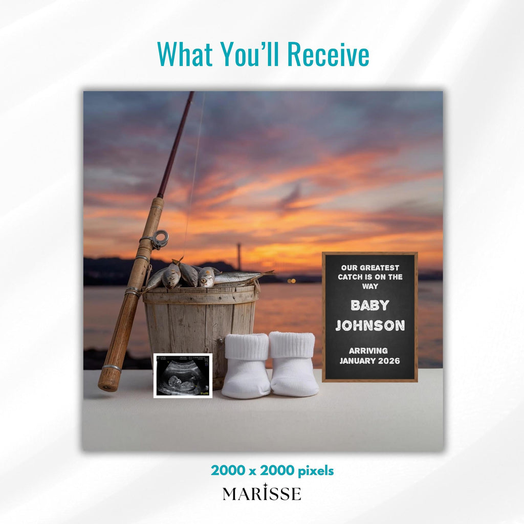 Fishing Pregnancy Announcement Template: Sardine Bucket Baby Reveal (Digital Download)