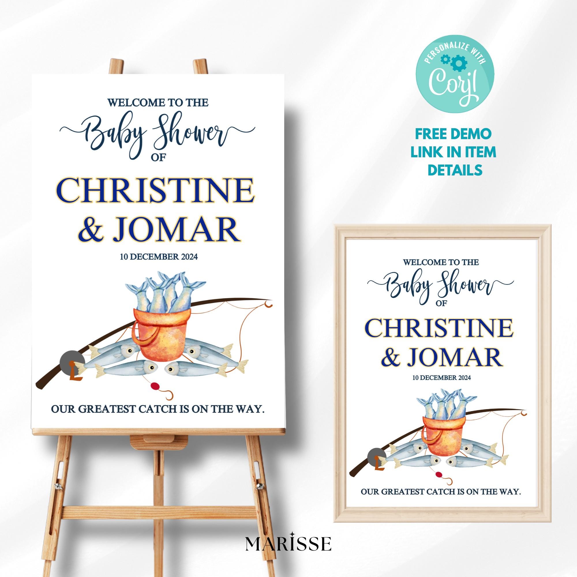 Nautical Sardines Baby Shower Welcome Sign (Digital Download)
