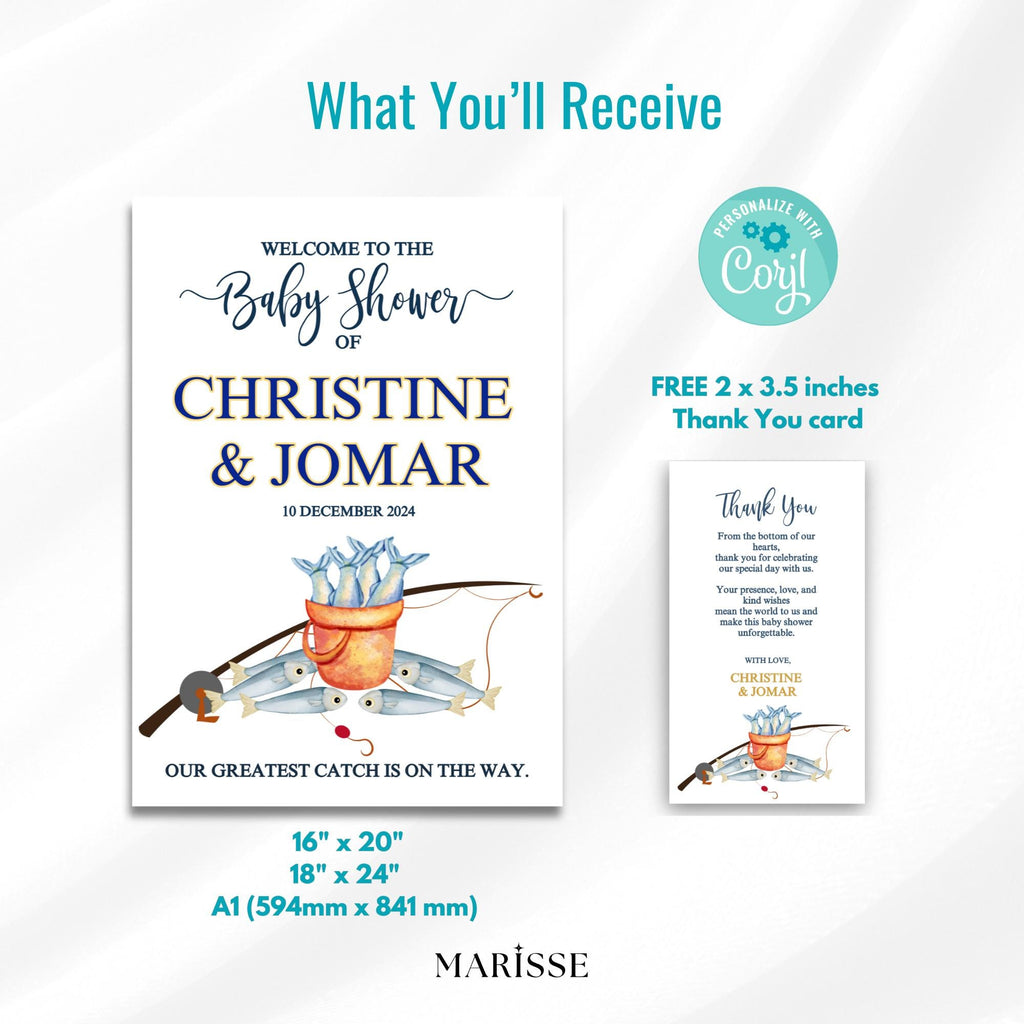 Nautical Sardines Baby Shower Welcome Sign (Digital Download)