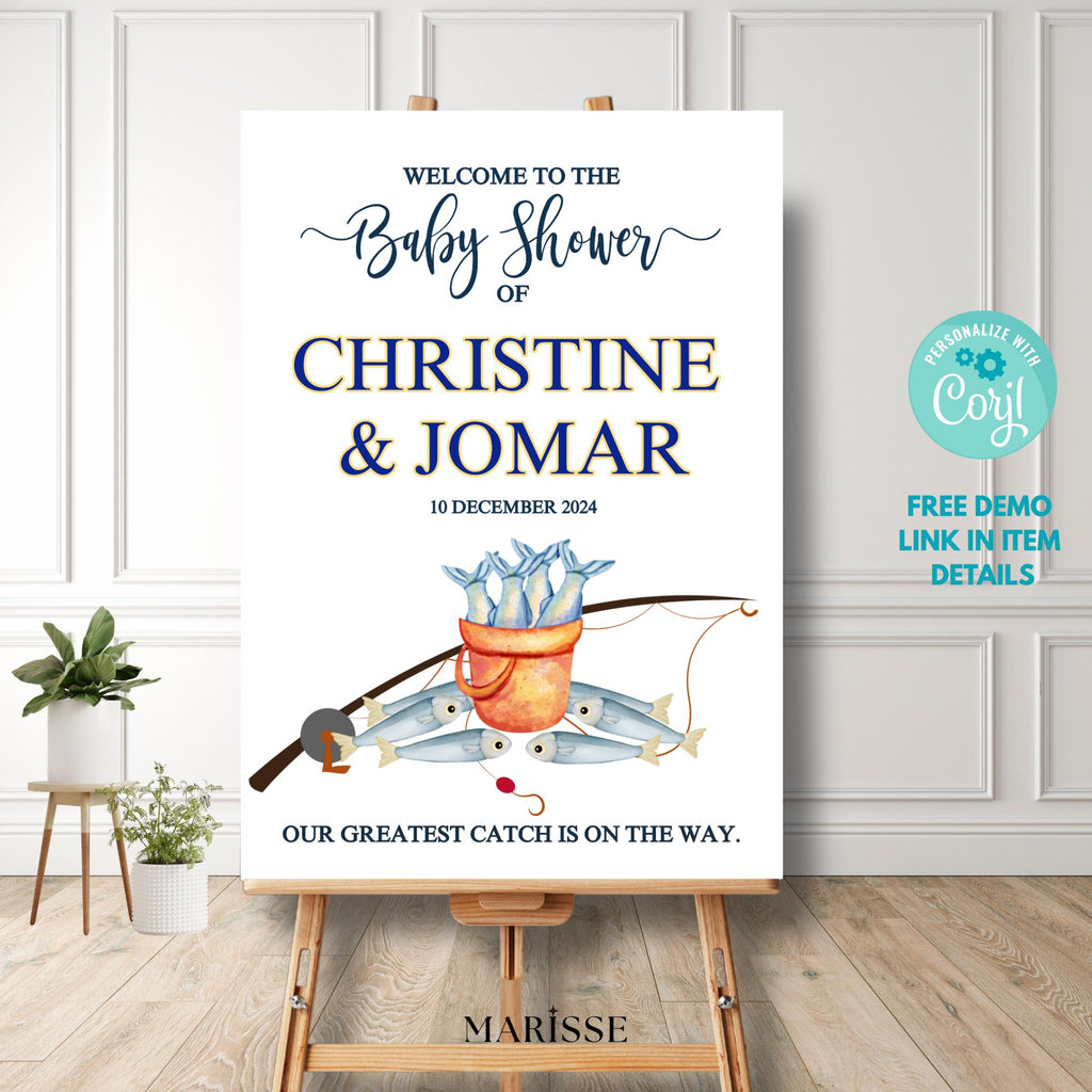 Nautical Sardines Baby Shower Welcome Sign (Digital Download)