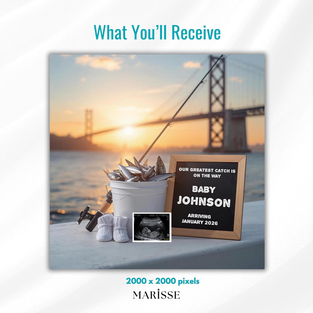 Fishing Pregnancy Announcement: Sardines Baby Reveal, Digital Download