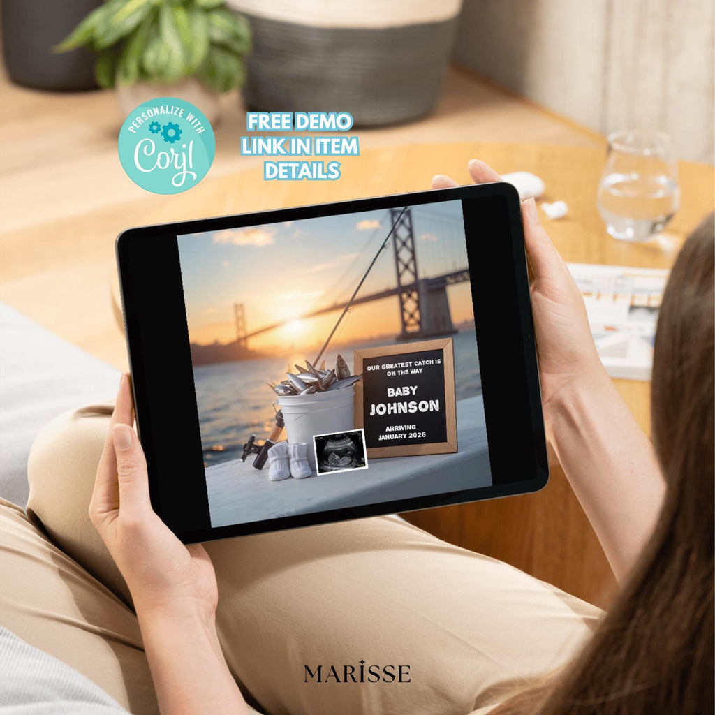 Fishing Pregnancy Announcement: Sardines Baby Reveal, Digital Download