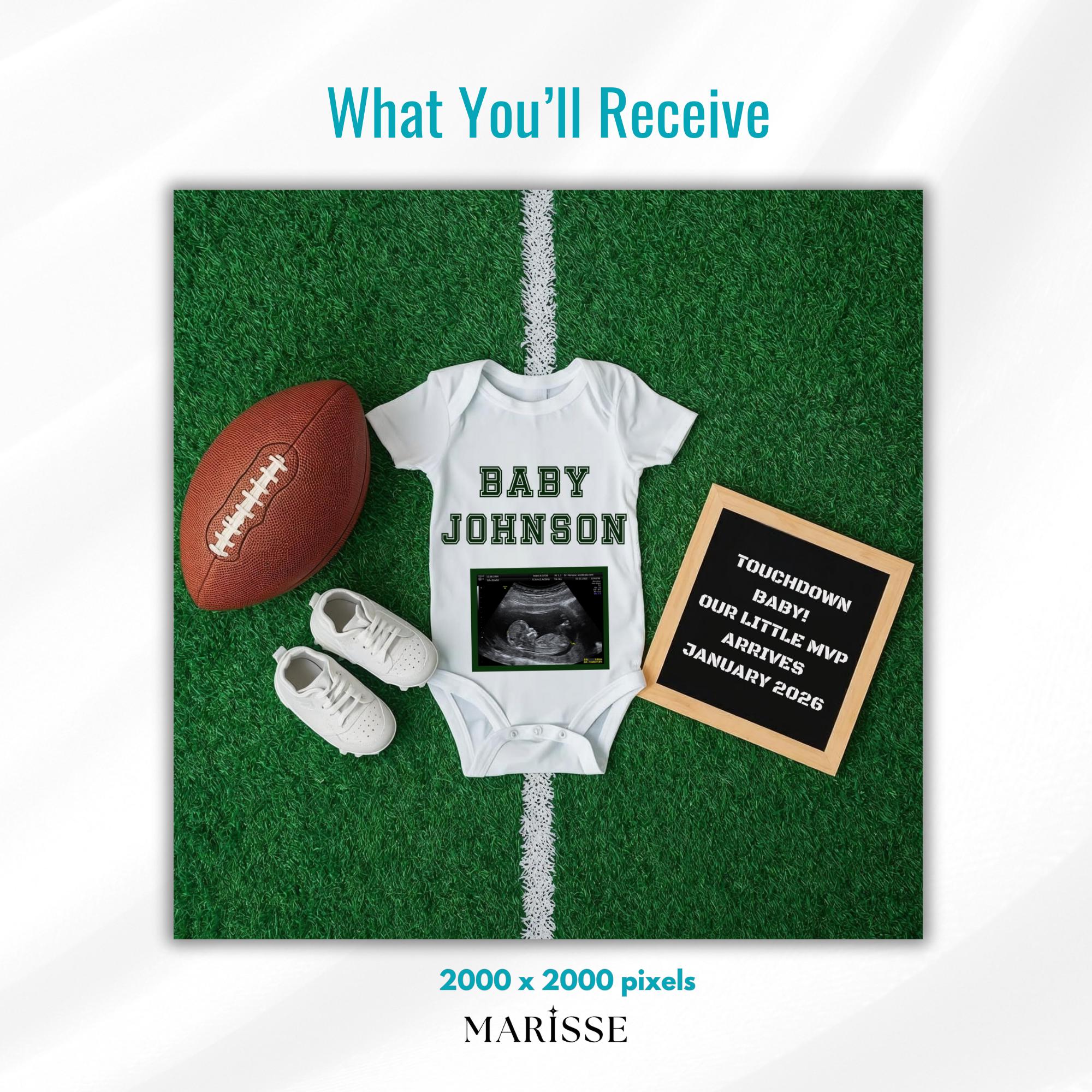 Football Pregnancy Announcement: Touchdown Baby Reveal (Digital Download)