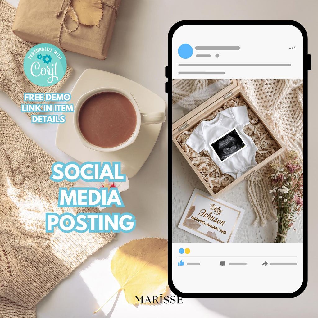 Rustic Pregnancy Announcement  Box Template | Neutral Baby Reveal | Gender Neutral Digital Download | Boho Baby Shower Announcement