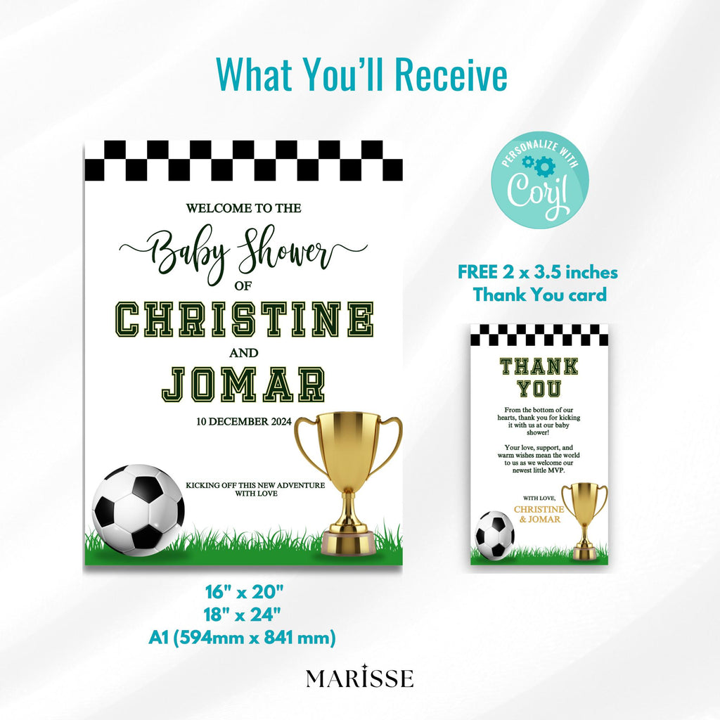 Soccer Baby Shower Welcome Sign: Sports Theme Decor (Digital Download)