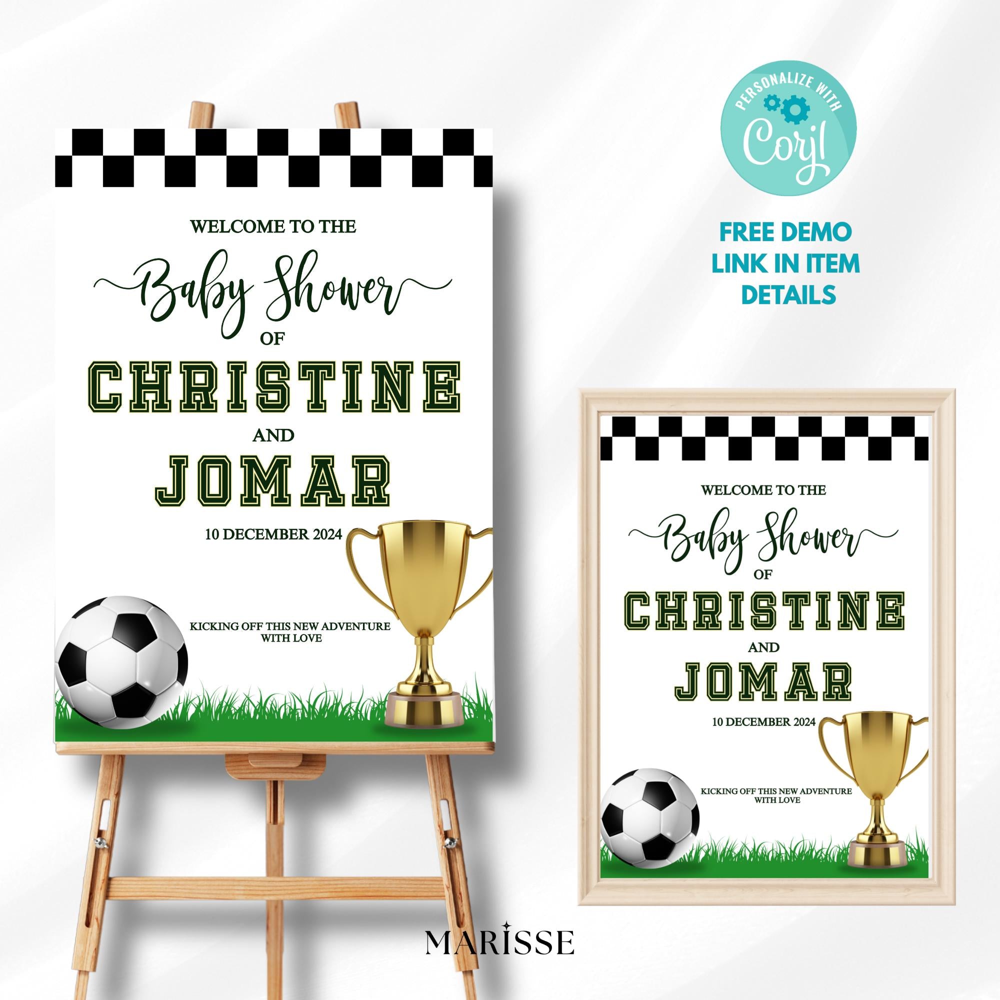Soccer Baby Shower Welcome Sign: Sports Theme Decor (Digital Download)