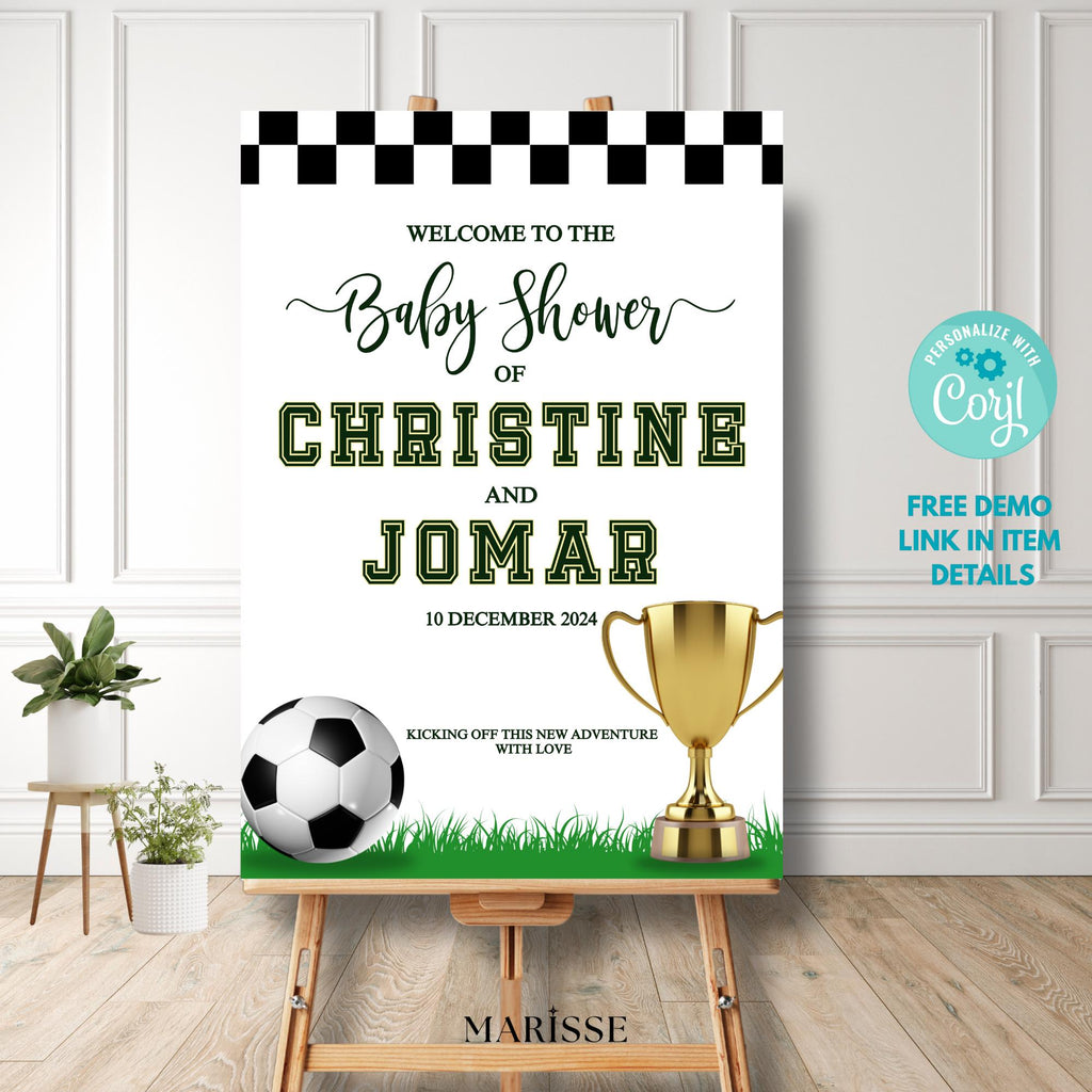 Soccer Baby Shower Welcome Sign: Sports Theme Decor (Digital Download)