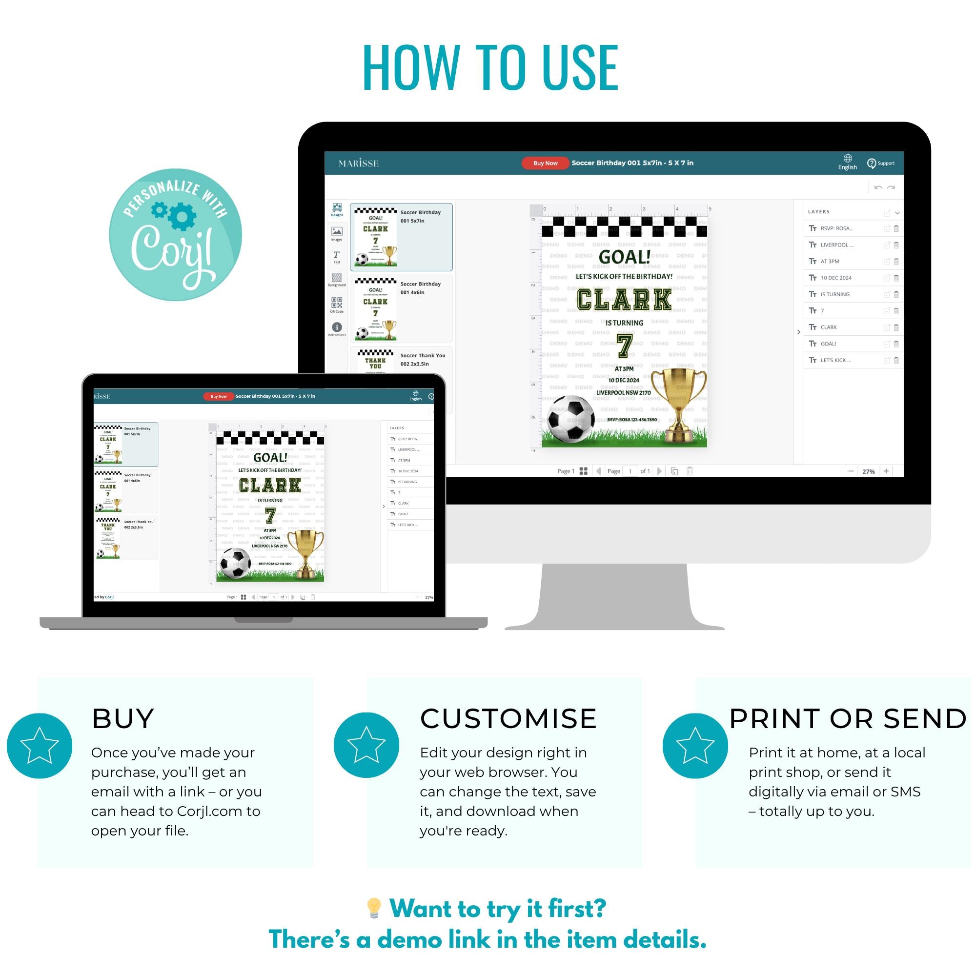 Soccer Birthday Invitation | Editable Sports Party Invite | Goal Soccer Theme Digital Template  Boys Football Kids Birthday Digital Download