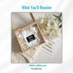 White Floral Pregnancy Announcement Box Template | Neutral Baby Reveal Digital Download | Boho Ultrasound Prop for Social Media Post