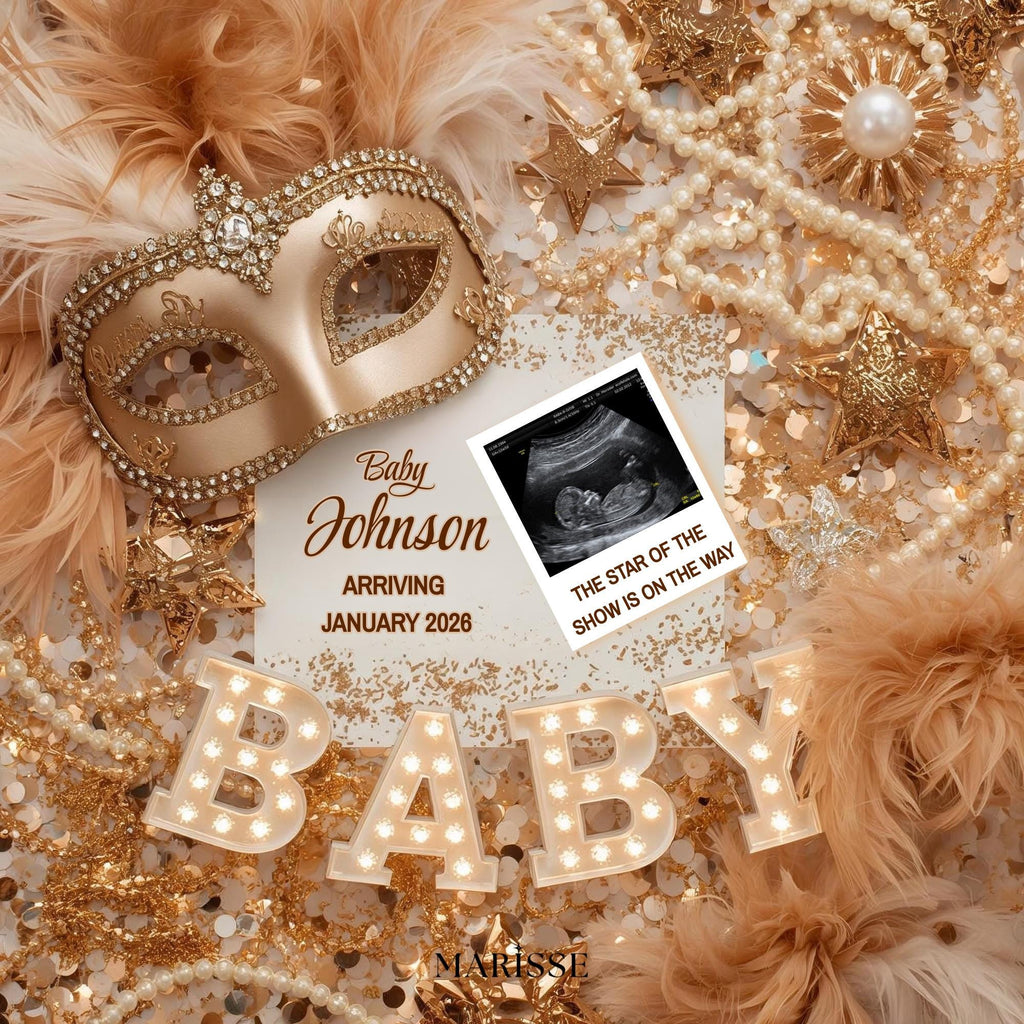 Showgirl Baby Announcement, Personalized Ultrasound Photo, Glam Baby Shower, Custom Gender Reveal, Baby Coming Soon Sign, Digital Download