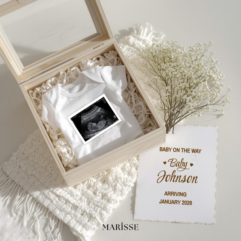 Baby’s Breath Pregnancy Announcement Template Minimalist Boho Baby Reveal Digital Download Neutral Editable Ultrasound Prop for Social Media