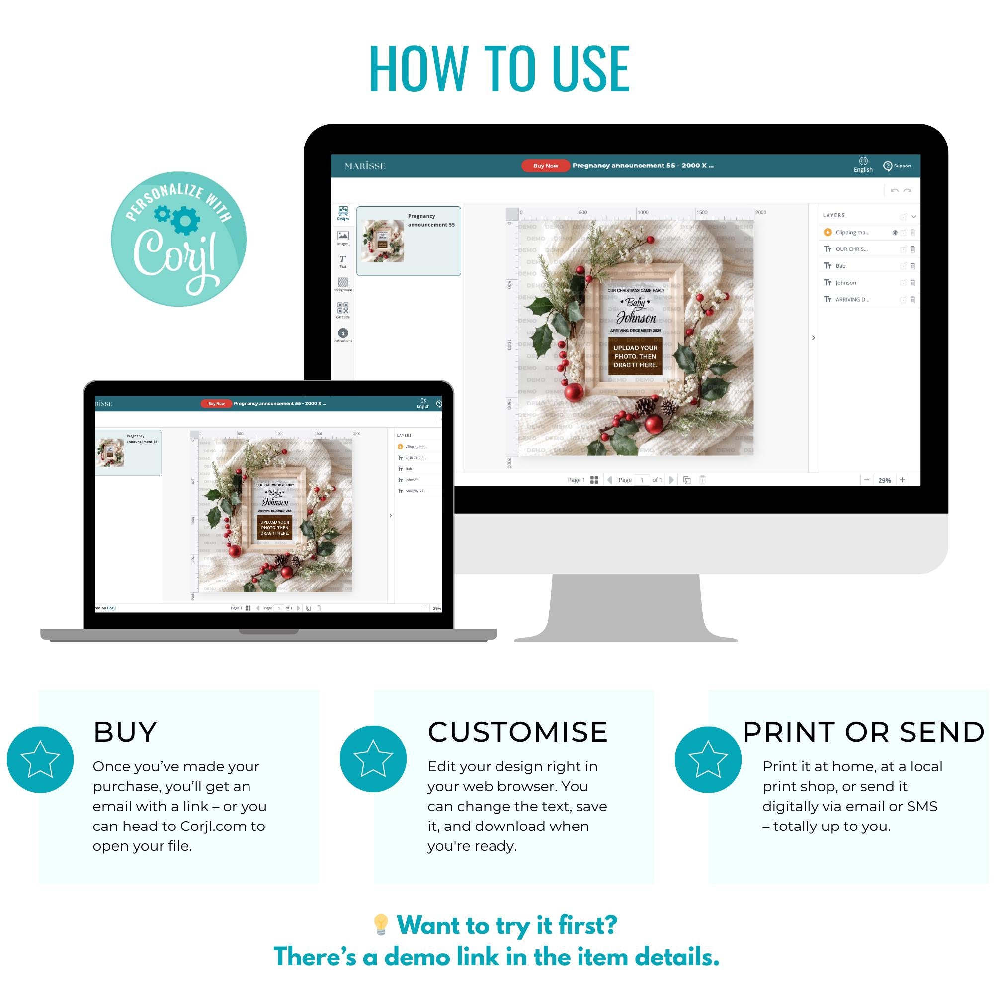 Christmas Pregnancy Announcement Template | Baby Reveal Photo Prop | Holiday Ultrasound Frame Digital Download | Our Christmas Came Early