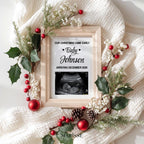 Christmas Pregnancy Announcement Template | Baby Reveal Photo Prop | Holiday Ultrasound Frame Digital Download | Our Christmas Came Early