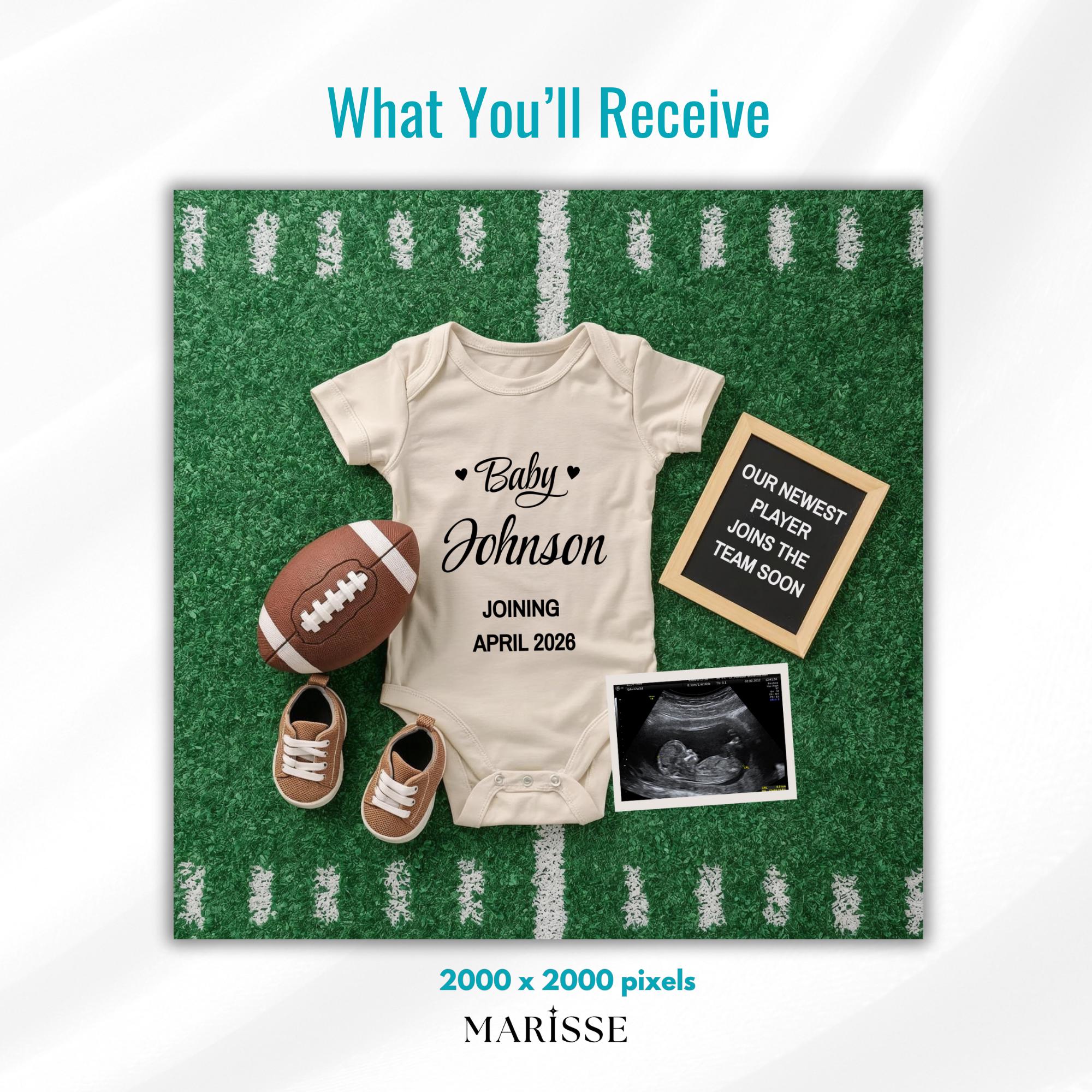 Football Pregnancy Announcement: Editable Baby Reveal (Digital Download)