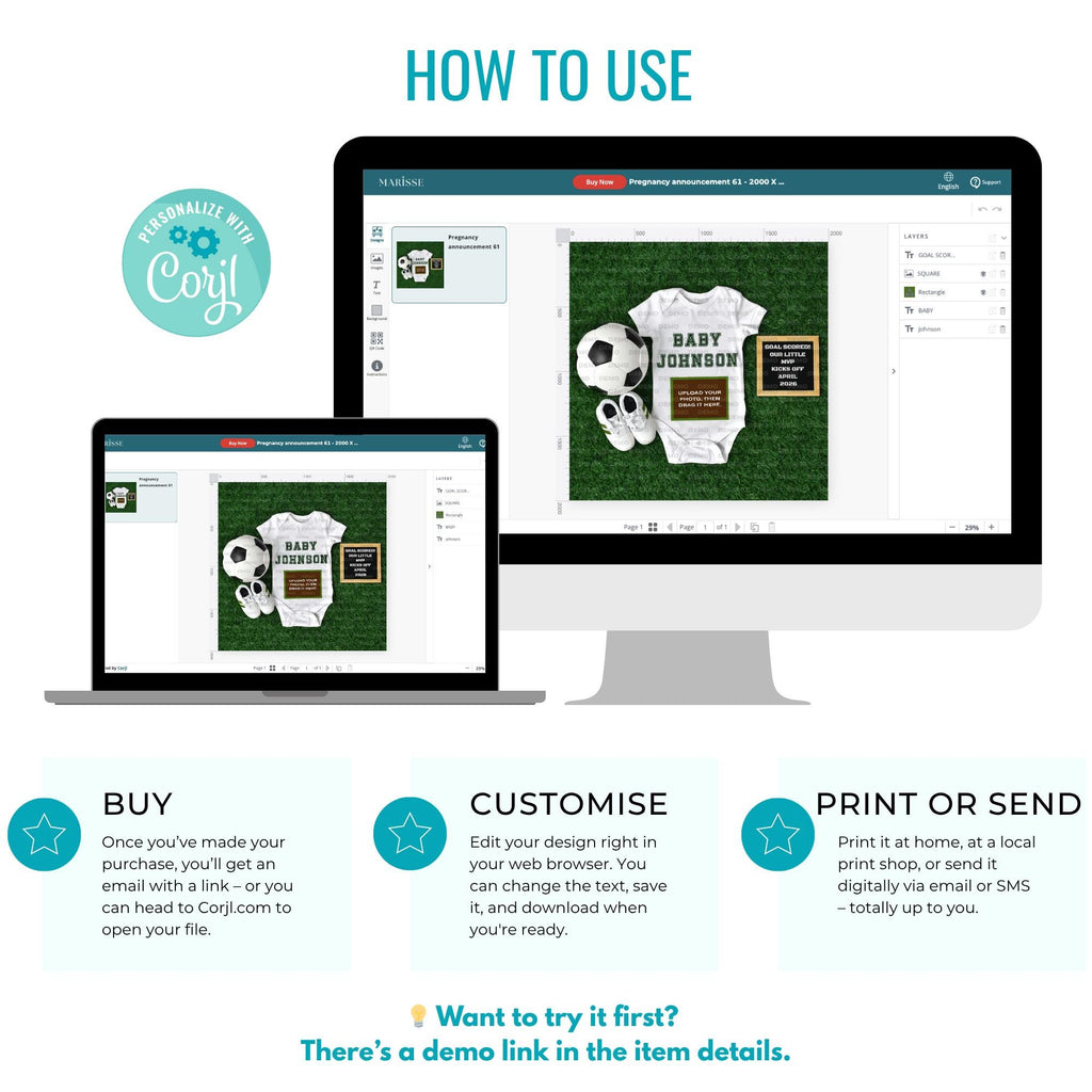 Soccer Pregnancy Announcement: Gender Neutral Baby Reveal (Digital Download)