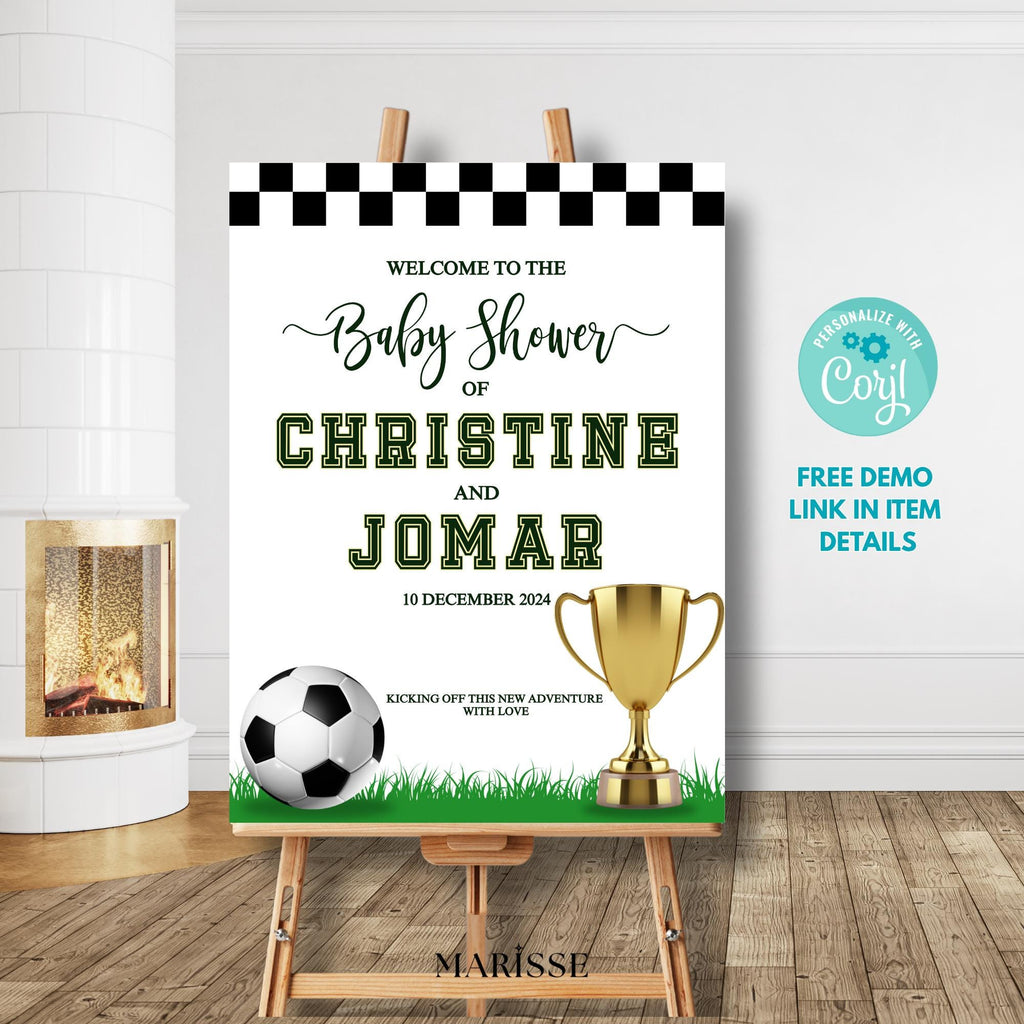 Soccer Baby Shower Welcome Sign: Sports Theme Decor (Digital Download)