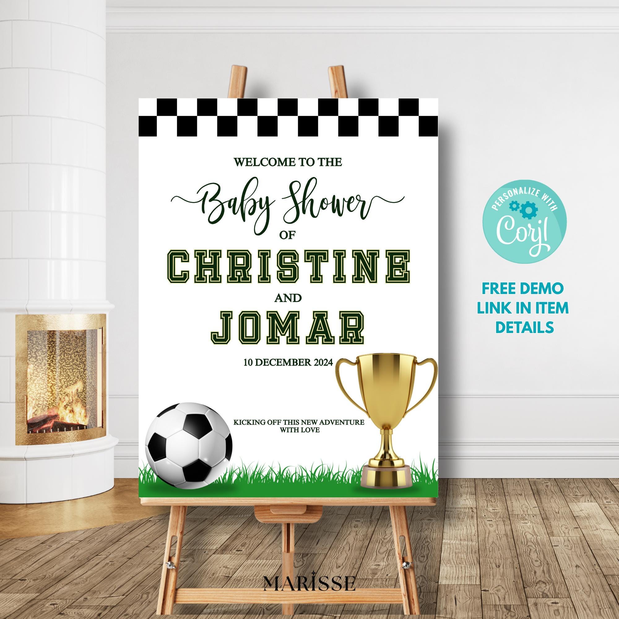 Soccer Baby Shower Welcome Sign: Sports Theme Decor (Digital Download)