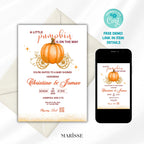Pumpkin Baby Shower Carriage Invitation | Fall Baby Shower Invite Girl or Boy | Autumn Baby Shower Template | Instant Download