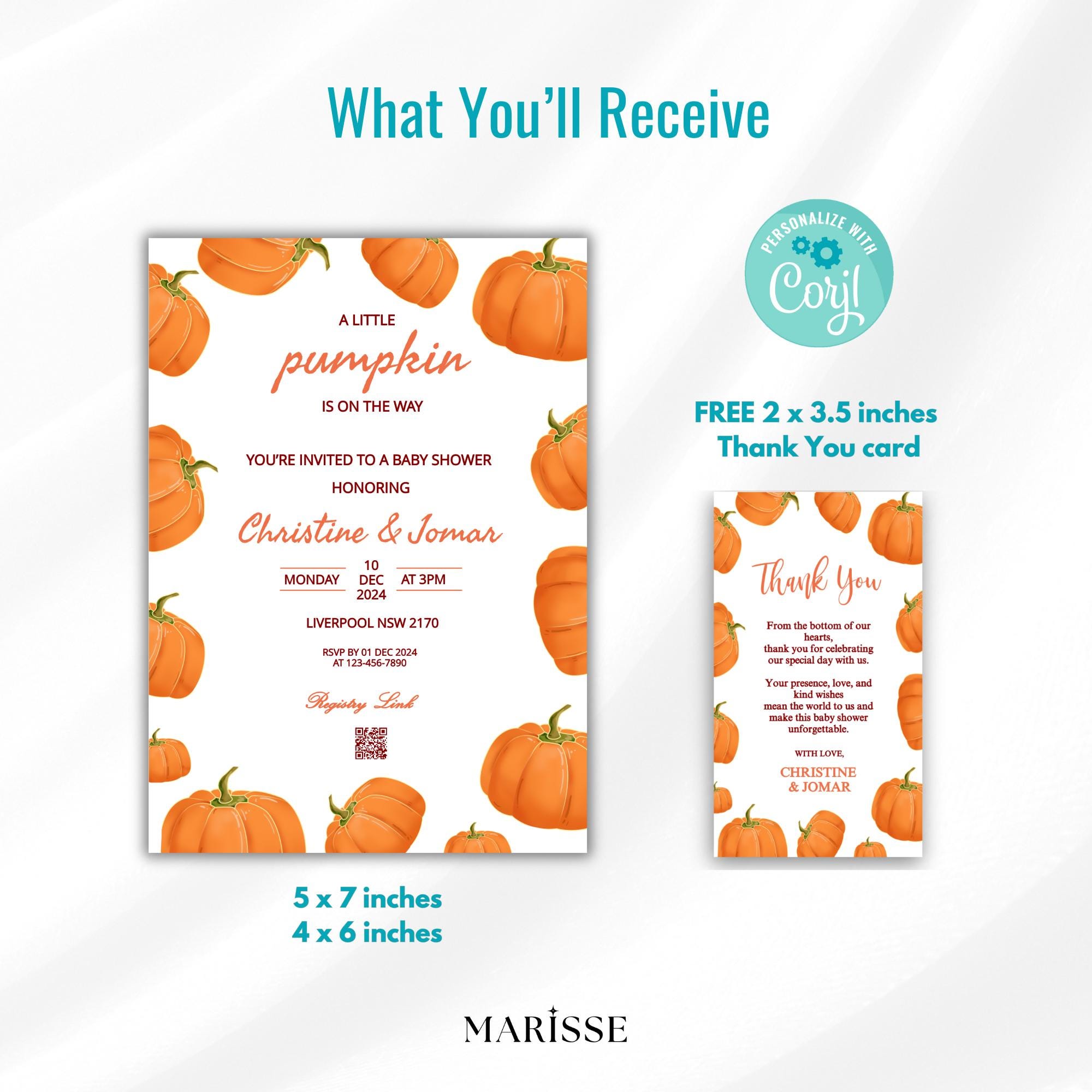 Little Pumpkin Baby Shower Invitation, Fall Baby Shower Invite, Autumn Pumpkin Theme, Gender Neutral Baby Shower Template, Digital Download