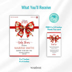 Santa Baby Shower Invitation Template, Christmas Invite, Red Bow Holiday Theme, Festive Santa Baby Printable Instant Digital Download