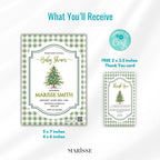 Christmas Tree Baby Shower Invitation Template | Editable Holiday Baby Shower Invite | Green Gingham Winter Baby Shower | Instant Download